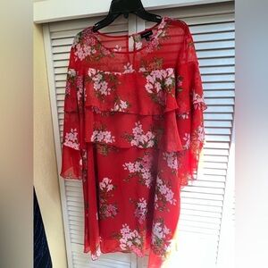 Who What Wear Women’s Sz XL Orange Floral Dress